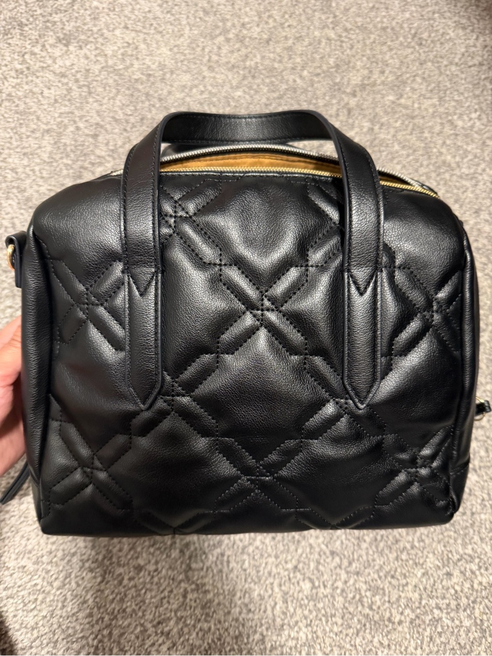Fossil Black Quilted Leather Sydney Satchel Bag